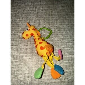 Vintage TINY LOVE PLUSH COLORFUL  9" RATTLE GIRAFFE Baby Toy